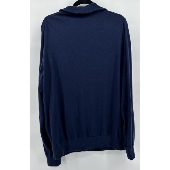 J Crew Sweater Mens Navy XLT 1/4 Zip Pullover Mercantile Merino Wool Blend - Picture 2 of 7